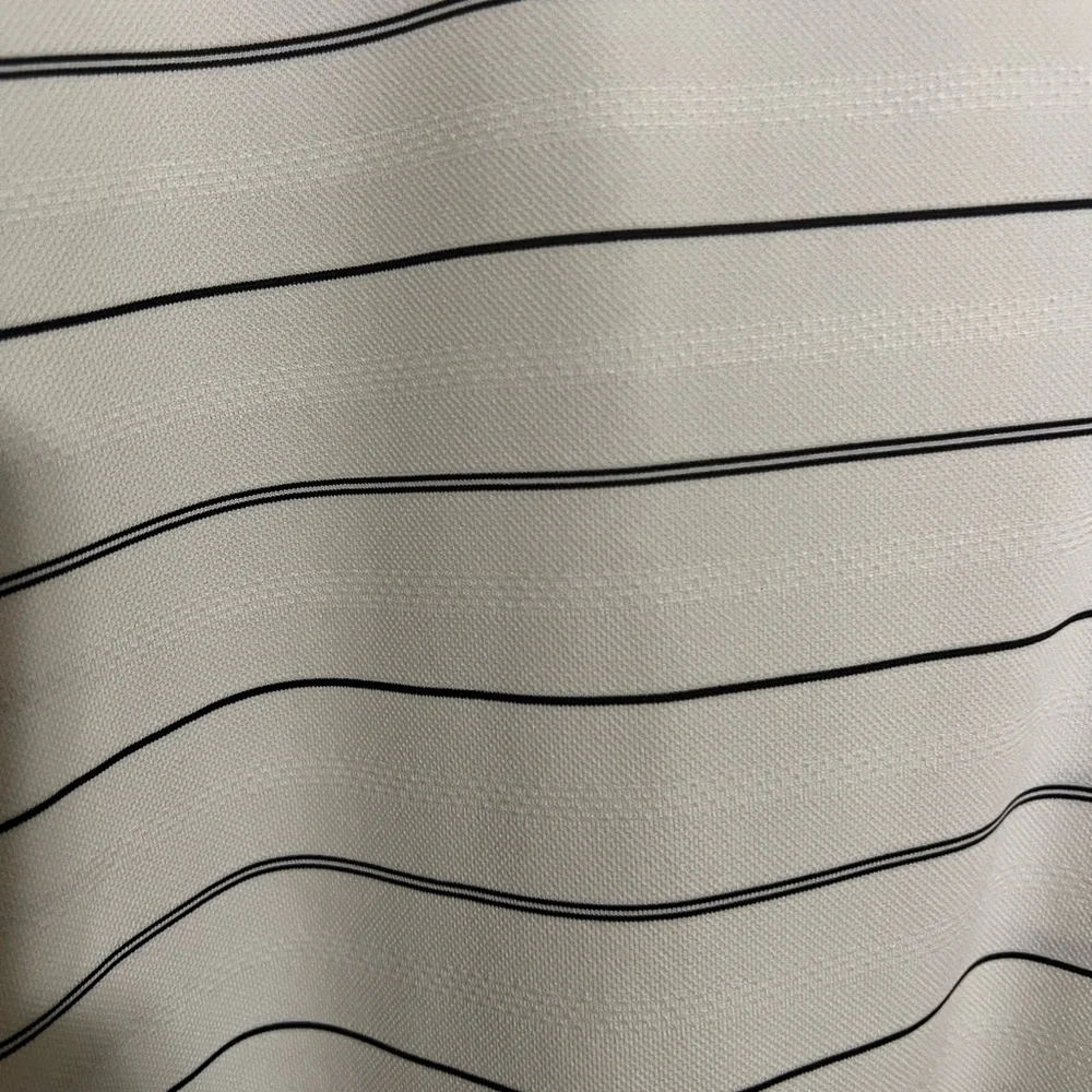 NIKE Classic Dri Fit Athletic Casual Striped Short Sleeve Golf Polo White Mens L